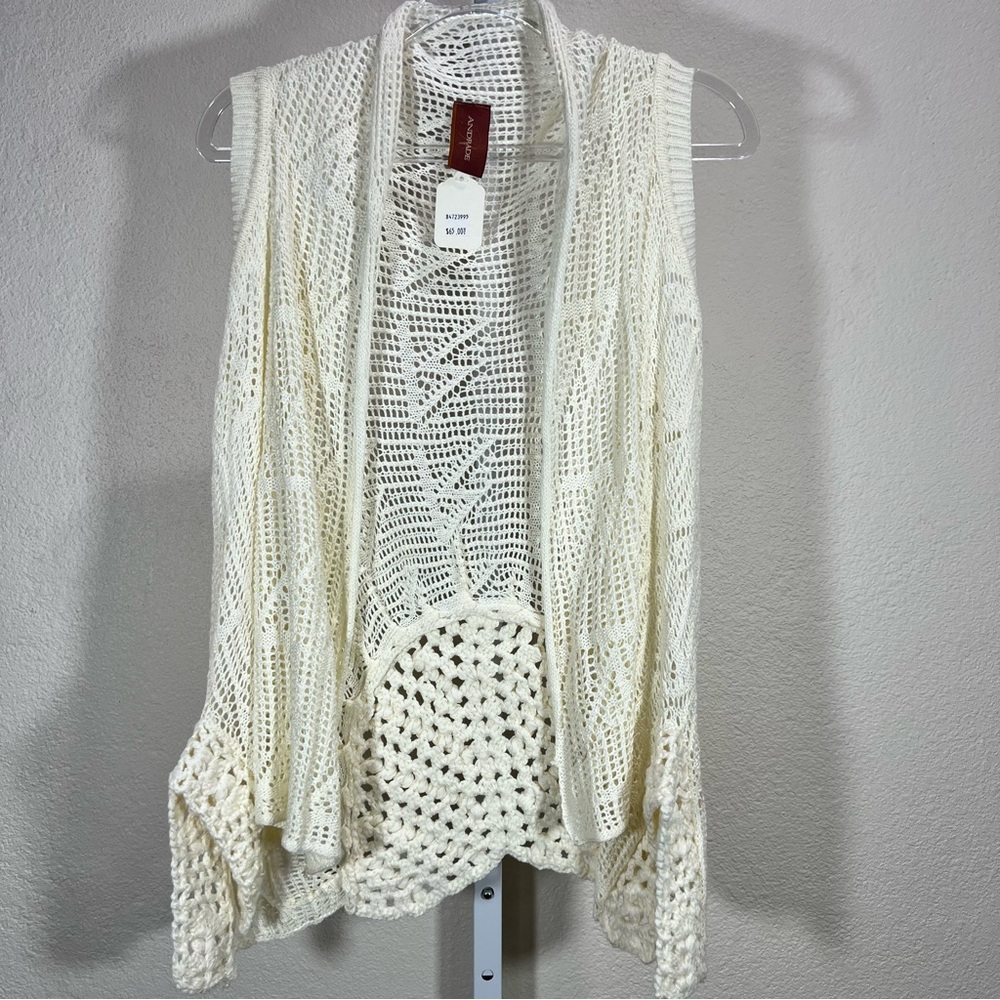 Andrade Crochet Lace Boho Ivory Vest Hippie Coastal Festival Wear Beachy S/M